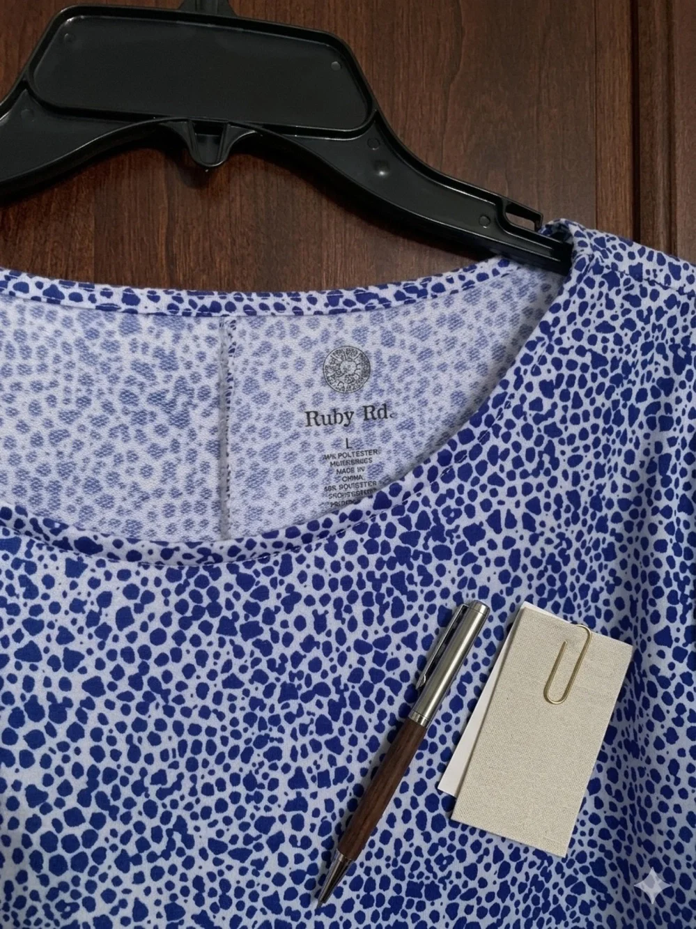 Ruby Rd. Blue Micro Polka Dot Cold Shoulder Shift Dress Large